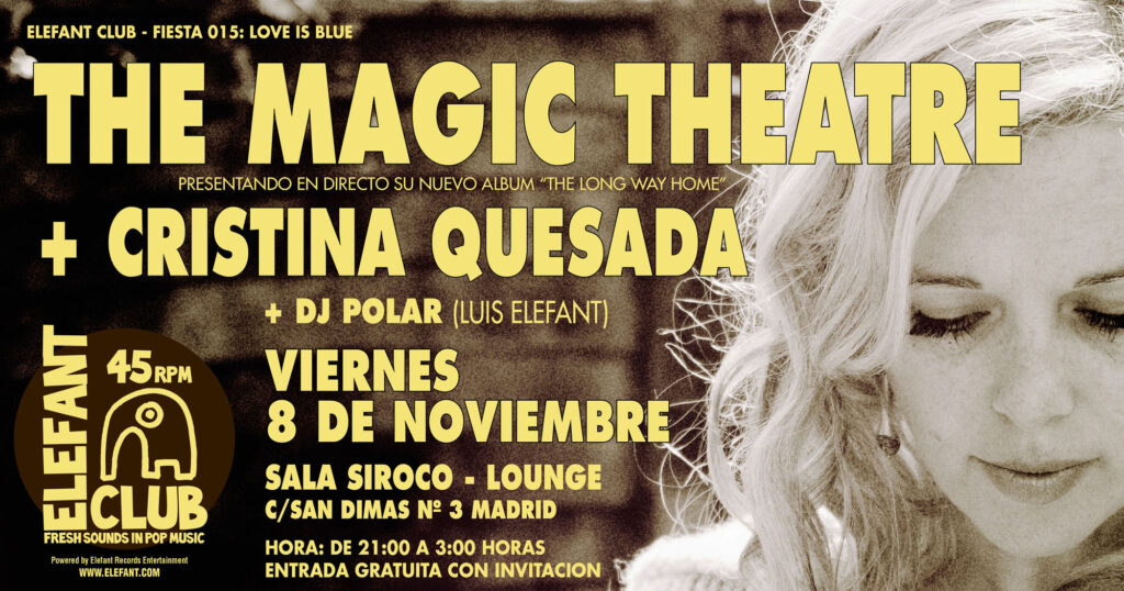 Imagen destacada de noticia: IMPORTANTE!!!!! THE MAGIC THEATRE + CRISTINA QUESADA: CAMBIO de FECHA al Viernes 8 Noviembre MADRID